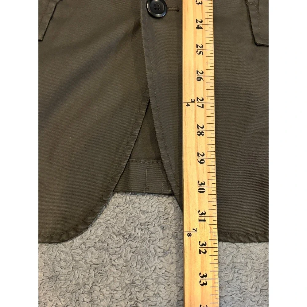 DKNY Jeans Utility Jacket Womens Large Gray Green Button Front Pockets Army